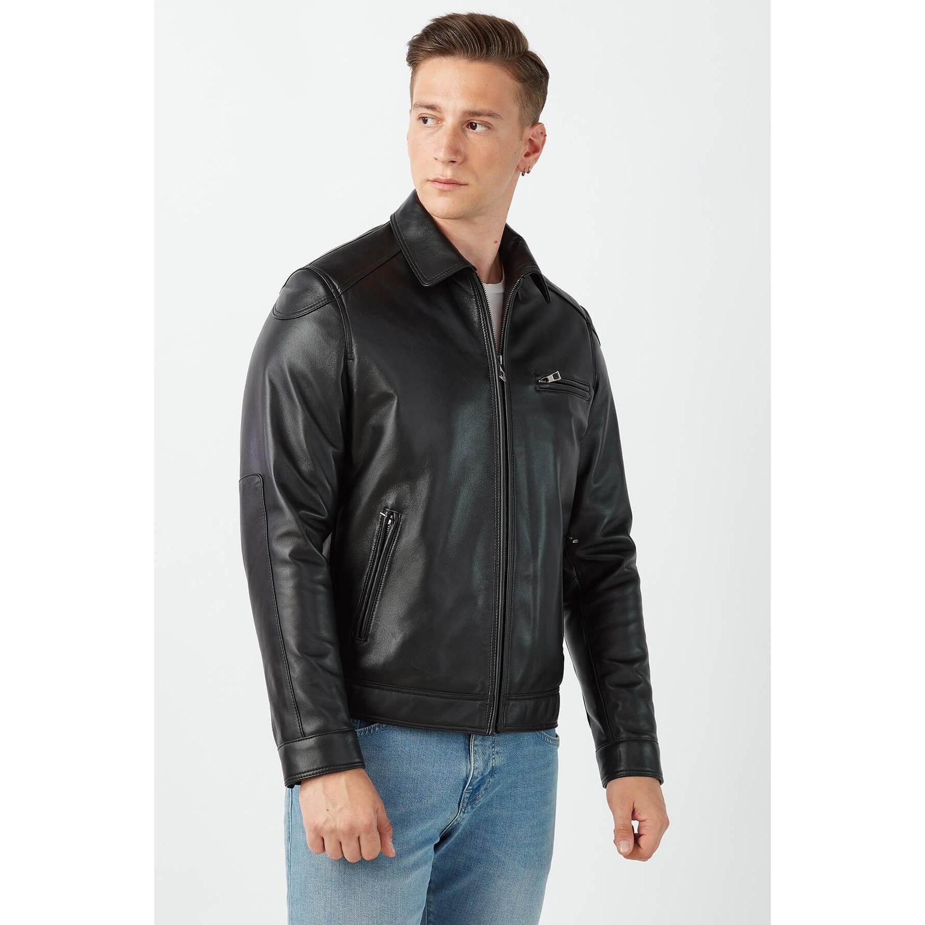 

Santino Черное Мужское Пальто из Натуральной Кожи