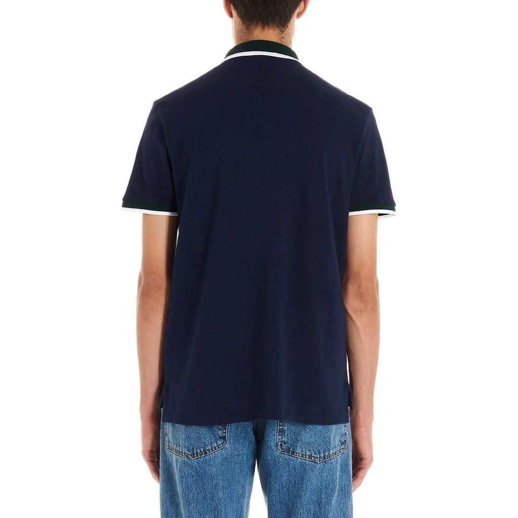 Polo Ralph Lauren Koszulka polo w paski z kontrastowym wykończeniem, z haftowanym logo, z krótkim rękawem, męska, topy, granatowo-niebieska 710784712-001