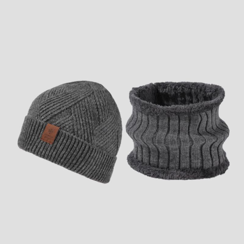 Men's Wool Thick Knitted Hat Scarf Winter Cashmere Ear Protection Warm Wool Hat