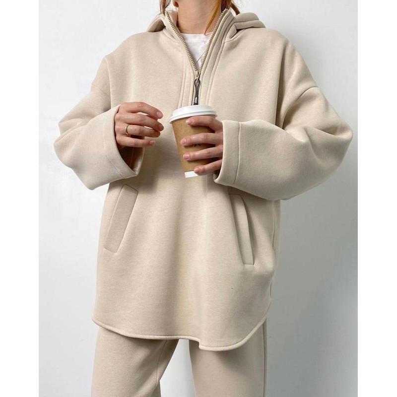 Womens Casual Hooded Zip-Up Two-Piece Set Long Sleeve Top Pants Streetwear Outfit S M L XL