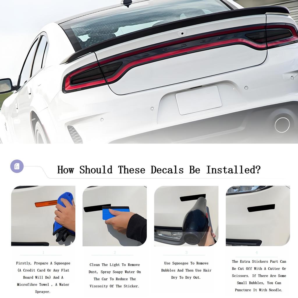 Car Rear Tail Light Sticker Side Moked Lamp Films Smoked Vinyl Precut Tint Overlay for Dodge Charger 2015-2025 Accessories