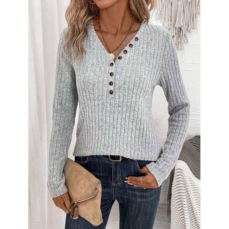 

Plus Size Women s Solid Color Casual Long Sleeve Knitwear Top - Spring/Autumn 2026 XXL