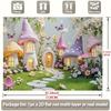 2D Planar, Single-piece Mushroom-themed Wall Decoration Banner —— Mushroom House with Flowers and Butterflies