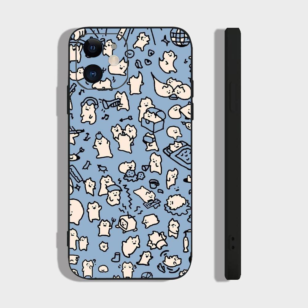 Cute Pattern For IPhone 13,17,11,12,16,14,15,Plus,Pro Max Soft Silicone Black Phone Case