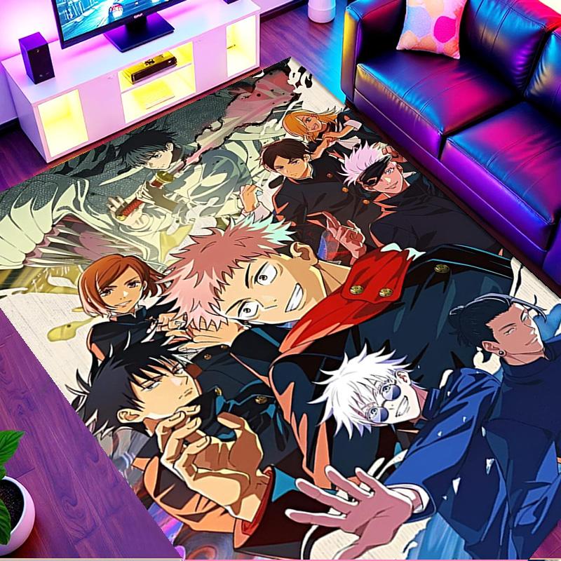 Jujutsu Kaisen Print Rug, Washable Floor Carpet, For Entryway Dorm Laundry Room Office Study, Home Decor Birthday Christmas Gift