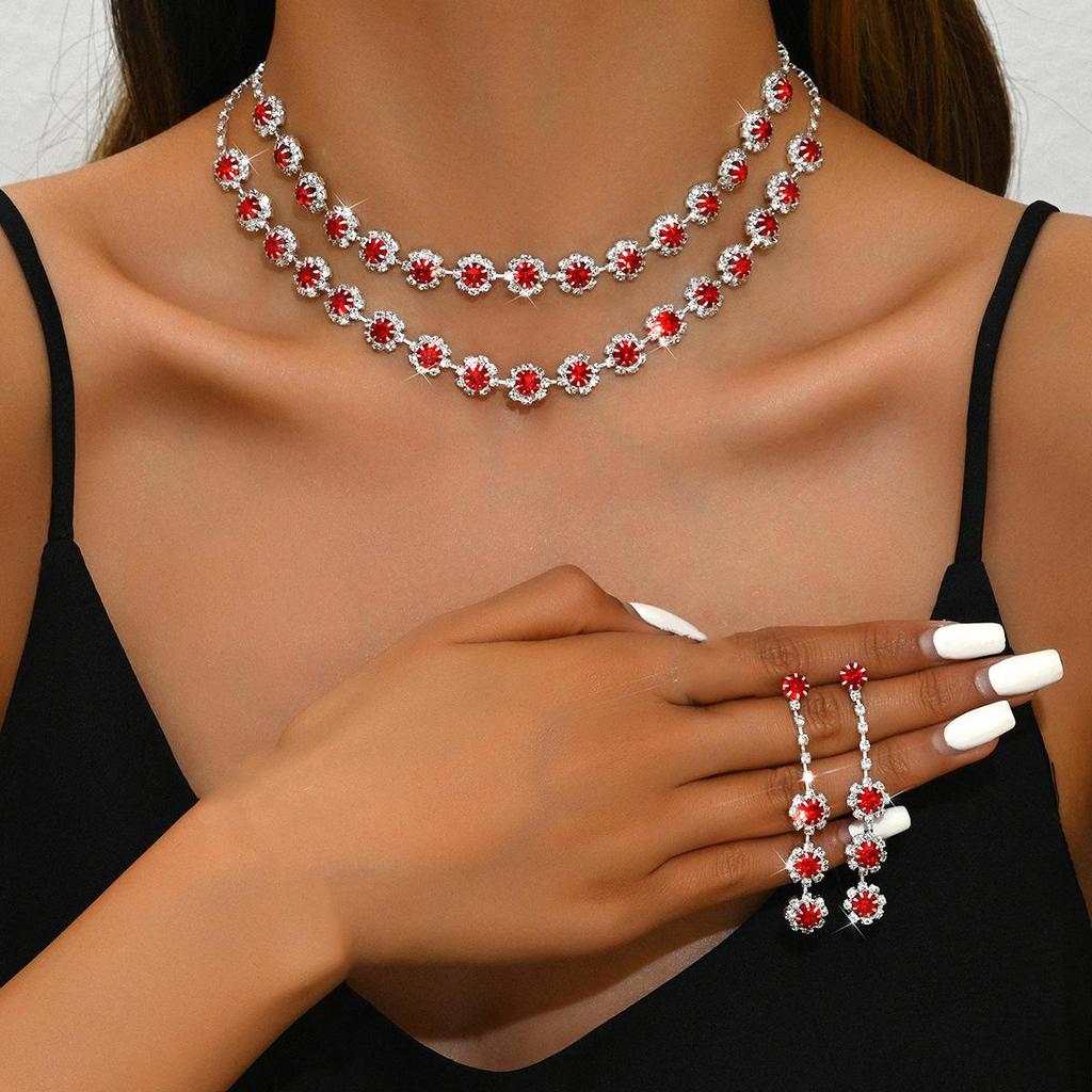 Sonnenblumen Diamant Halskette und Ohrring Set - Hochzeits Schmuck Accessoires