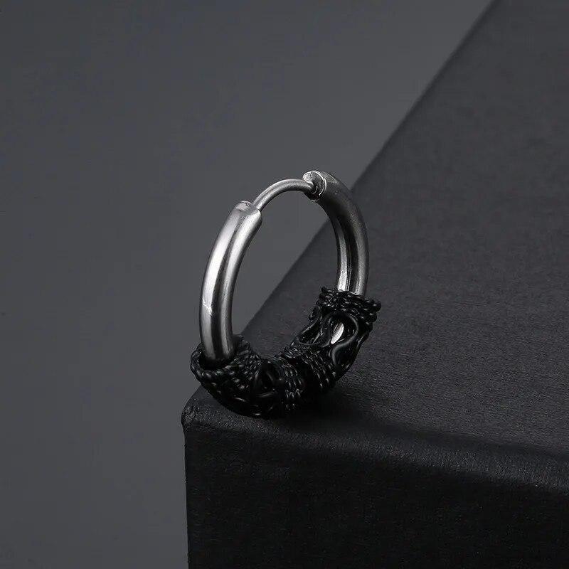 

Винтажные серьги из нержавеющей стали с узором тибетского дракона, серьги-гвоздики с геометрическим рисунком в стиле панк, ювелирные изделия для ушей, вечерние подарки для женщин и мужчин 1pair