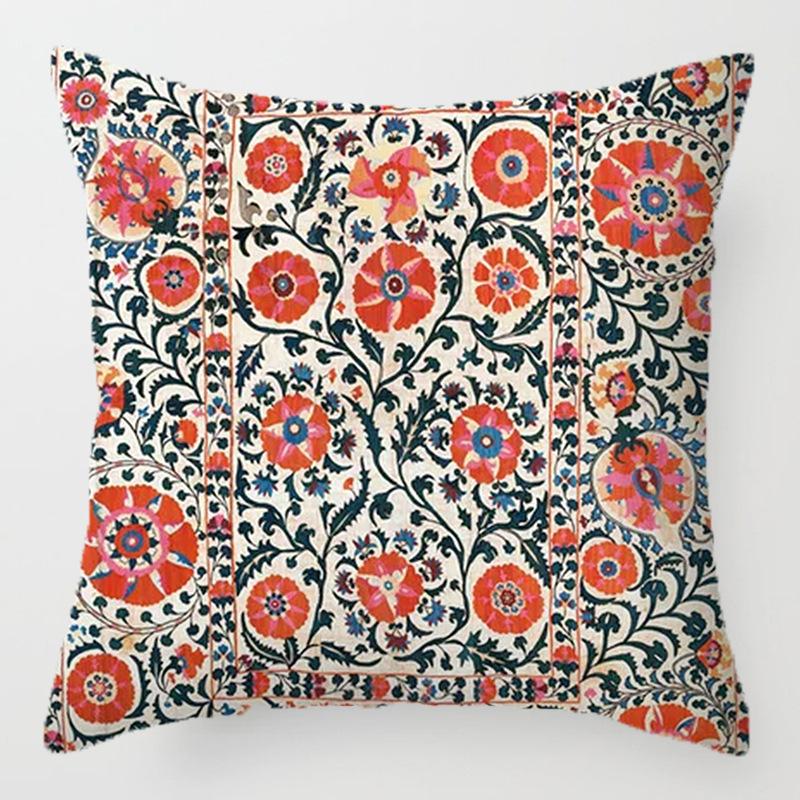 Bohemian ethnic style throw pillow retro printing sofa bed home decoration cushion short velvet pillow
