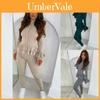 Stylish Women's Ladies Fine Ribbed Frill Peplum Button Loungewear Suit Tracksuit Set For Cozy Comfort