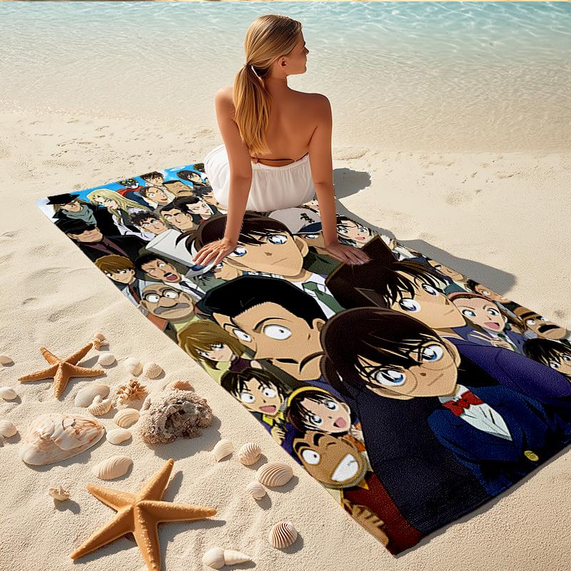 1Pc Detective Conan Mystery Beach Towel Quick Dry Multiuse For Beach Pool Gym Yoga Home Travel Christmas Halloween Xmas Gift L160