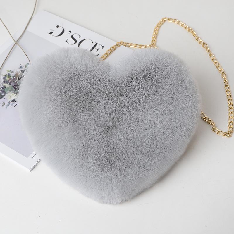 

Faux Fur Crossbody Bags For Women Plush Purses And Handbags Ladies Heart Coin Wallet Luxury Female Shoulder Bag
