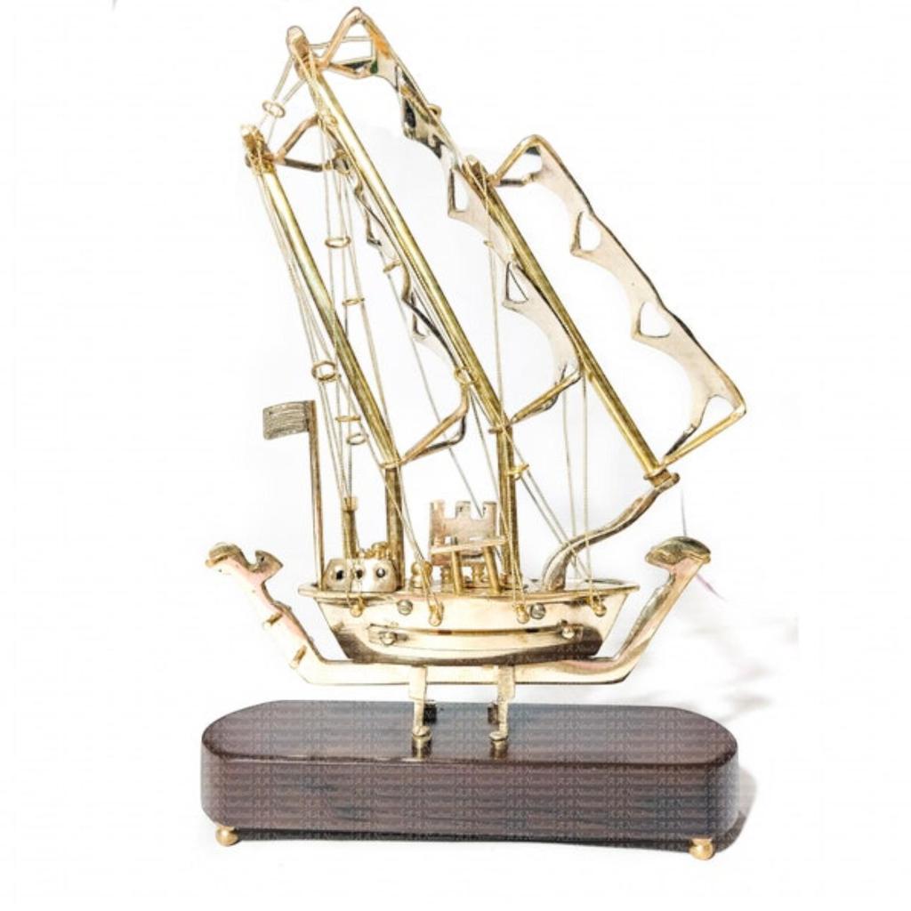 11 In Mini Brass Sailboat Ship Handmade Showpiece for Home Office, Anniversary Gift, Wedding Gift, Retirement Gifts for Dad, Christmas Decor