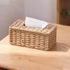 Large Capacity Woven Tissue Box Handmade Tissue Paper Container Desktop Napkin Dispenser  Office