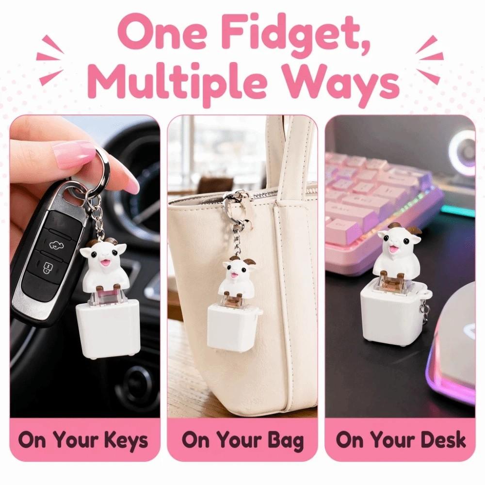 Clicky Button Keyboard Fidget Keychain Sheep Design Fidget Clicker Keychain Pass Time