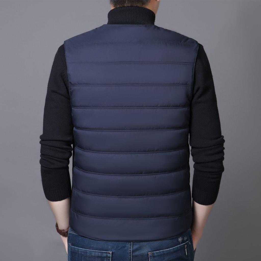Men's Full Cotton Short Vest - Autumn/Winter Warm, Loose Fit, Plus Size, Casual Dad Style Gilet