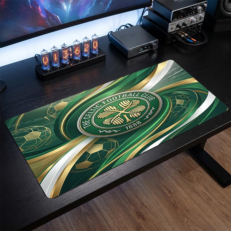Celtic FC Theme Pattern Mouse Pad, Soccer Logo Design XXL Gaming Desk Mat Non-Slip Computer Mouse Pad