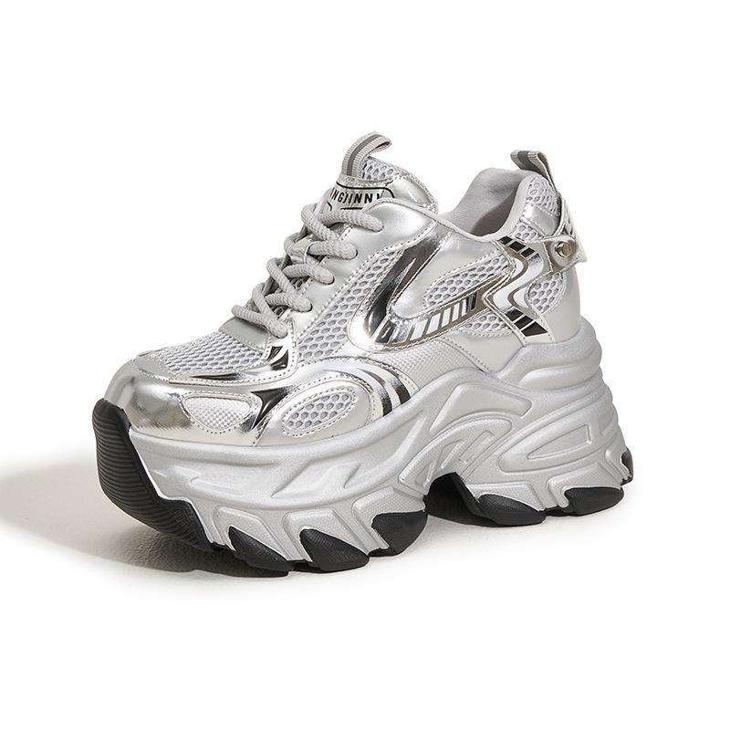 Daddy shoes women's new 2025 spring fashion versatile muffin mesh platform casual sports shoes inner height-increasing women's shoes