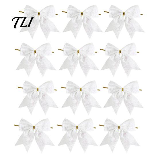 Gold Powder Bow Ties for Gifts Glitter Christmas Bow, Sparkling Ribbon Hanging Ornament Durable Ornaments Trees Tree Wreath Gift Box, Festive