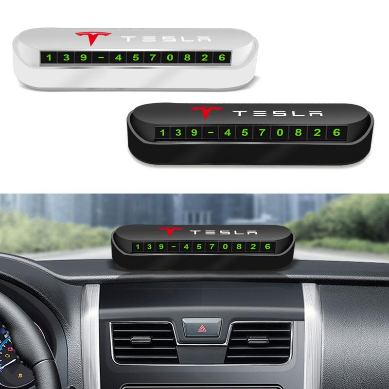 1Pcs Car Temporary Parking Card Plate Badge Car Styling For Tesla Model 3 Model S Model X Model Y Roadster