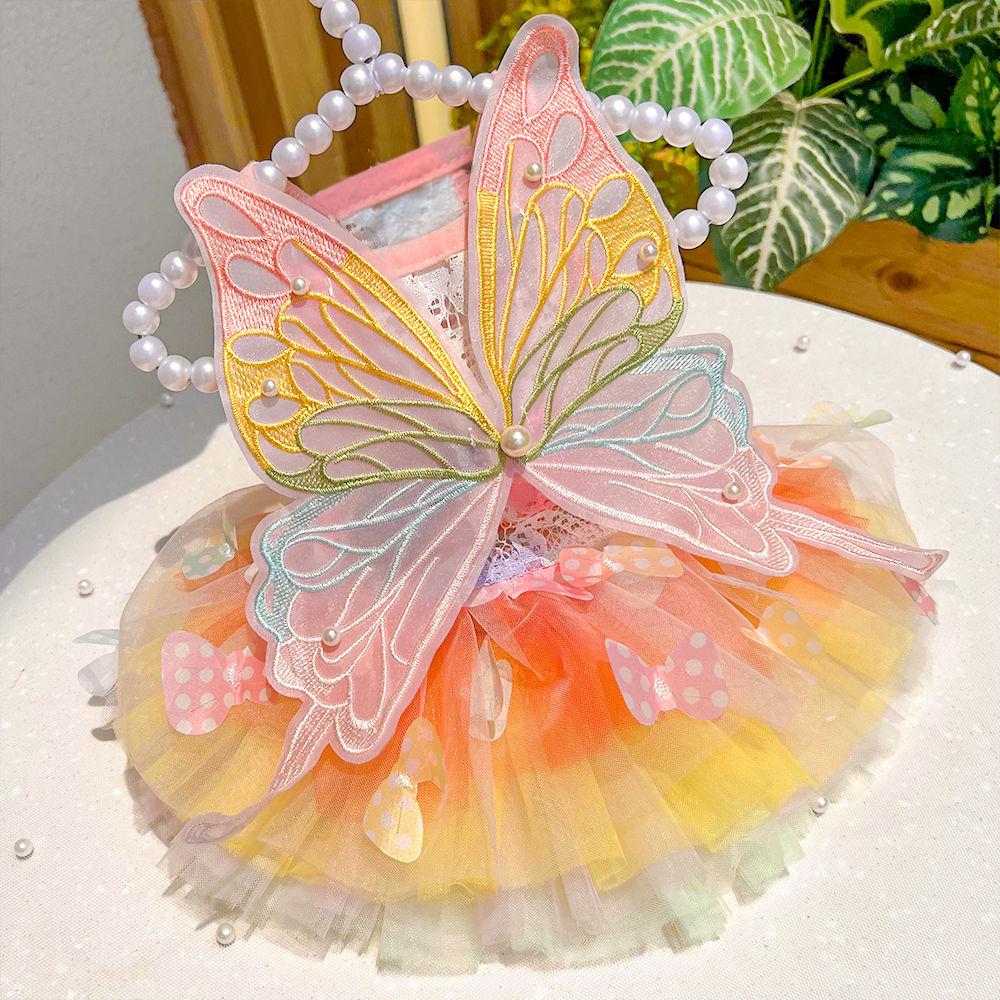 

Pet Butterfly Fairy Princess Dress for Cats and Dogs - Fits Corgi, Teddy, and French Bulldog