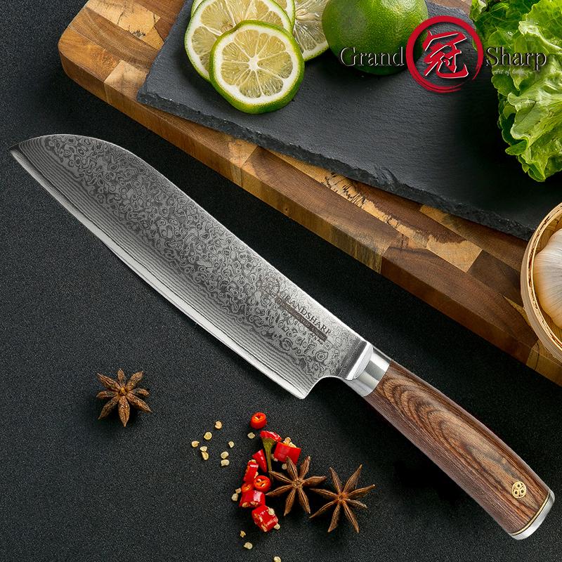 6,7-Zoll-Santokumesser, professionelles Kochmesser VG10, japanisches 67-lagiges Damast-Küchenmesser