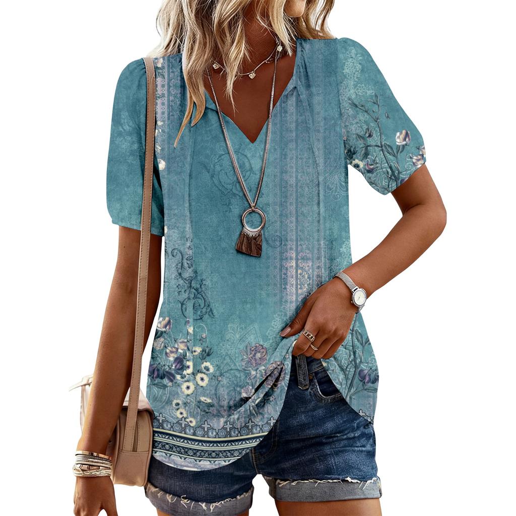Women's Fashionable Casual Vintage Printed Top