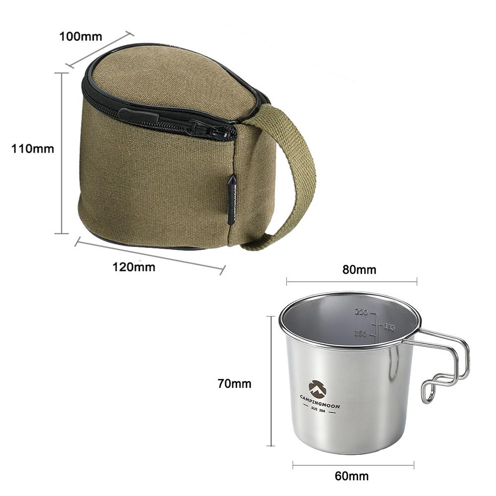 Four Outdoor Stainless Steel Sierra Cups with a Storage Bag Picnic Tableware Portable Barbecue Hiking Camping Cup Picnic Cookware