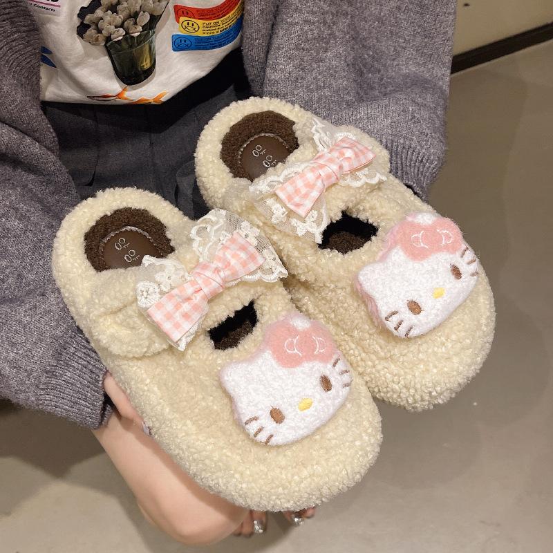 

Милые мультяшные тапочки KT cat, женские, 2025, новые, модные, универсальные, на толстой подошве, с увеличением высоты, уличные, хлопковые тапочки, тренд 40