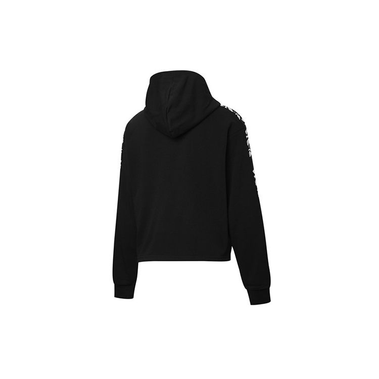 Puma Amplified Cropped Hoodie With Logo Print Women Tops Black 583808-01