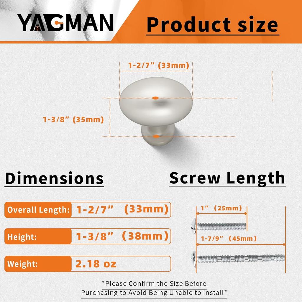 10 Pack Kitchen Cabinet Knobs Brushed Nickel Oval Drawer Knobs Cupboard Handles Bathroom Dresser Cabinet Hardware Zinc Alloy JT-BN-K10