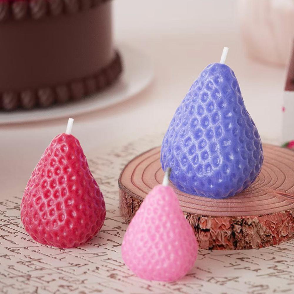 3 STK Erdbeerkerzen Silikonform für Duftkerzenherstellungsset DIY Kristallharz Handwerksform Heimpartydeko Geburtstagsgeschenke