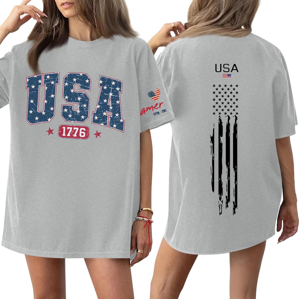 Women's Casual Fashion Round Neck Casual Print Short Sleeve T-Shirt Top