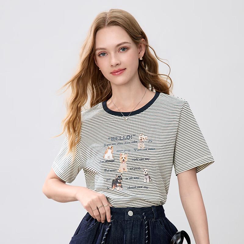 Betu Women's Graphic Striped Color-Block T-shirt