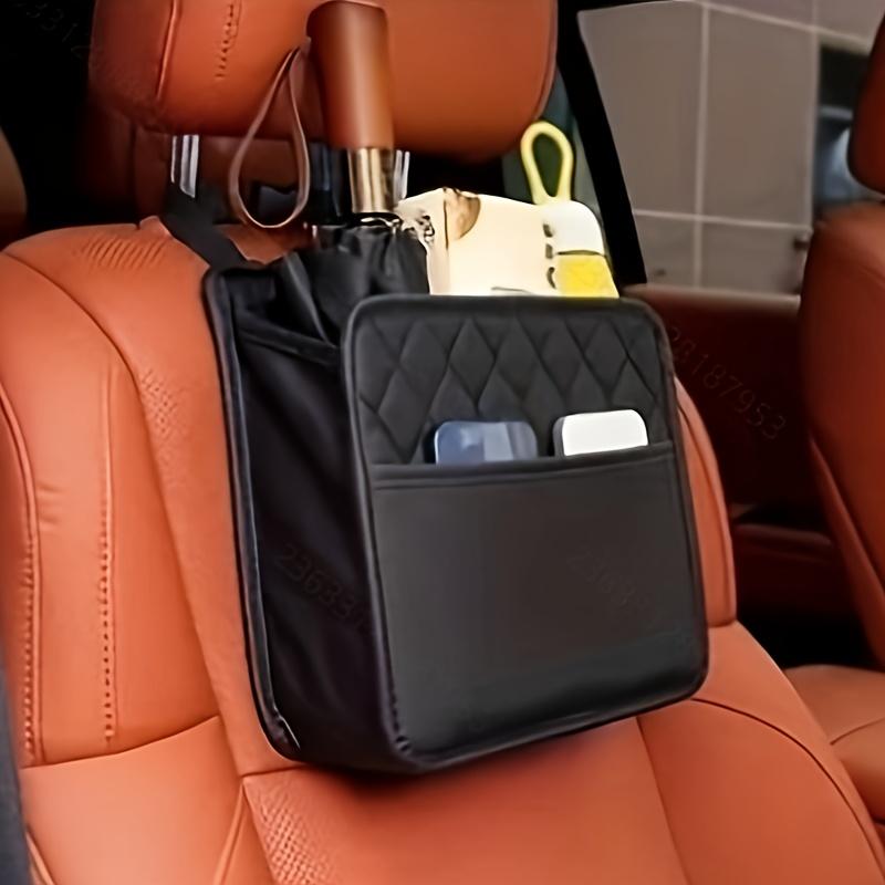 Universal Car Seat Hanging Storage Bag - Multi-Pocket Organizer with  PU Leather, Spacious Design for SUVs, MPVs & Sedans - Black