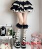 Lolita Sweet Notes Black Lace Trim Knee Socks With Breathable Cotton For Teen Girls