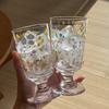Retro French Romantic Goblet, Spring Flower Glass Dessert Cup, Niche Simple Milk Cup, High Temperature Resistance
