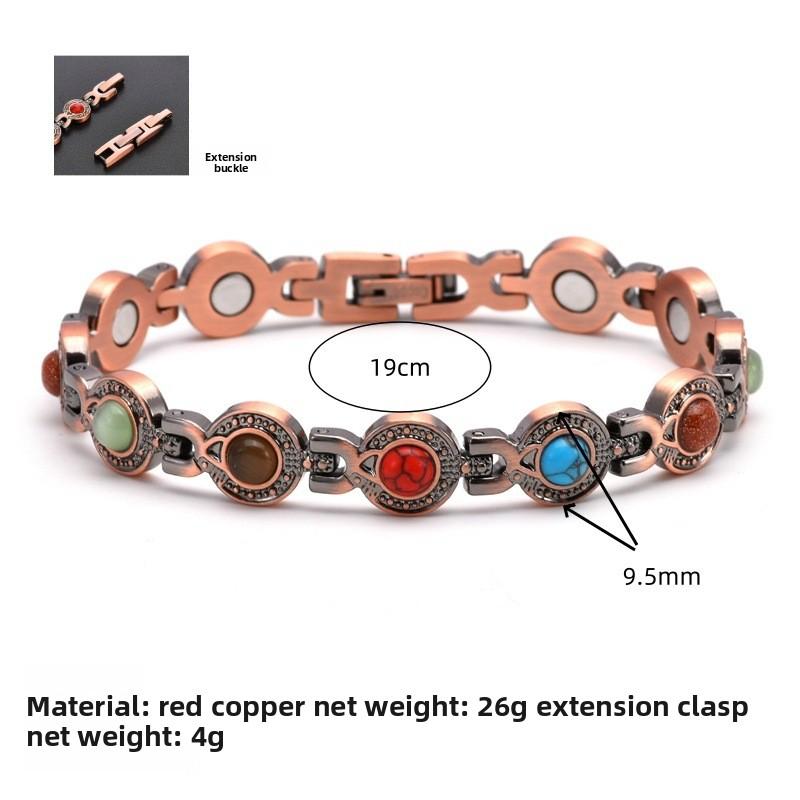 Meier Colorful turquoise magnetic bracelet - korean style crystal pure copper turquoise bracelet
