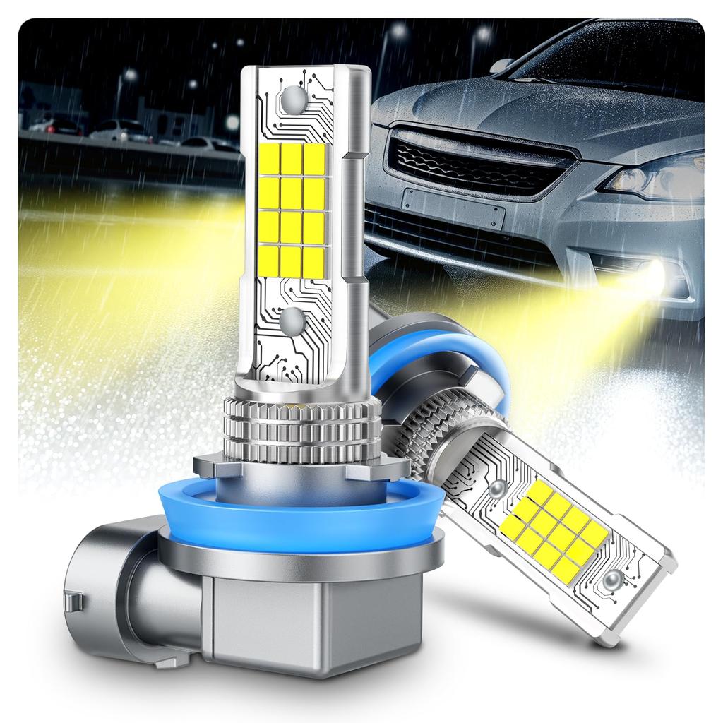 Marsauto H11 LED Fog Super Bright H8 LED Fog Vehicle Inspection LED Fog H16 IP68 Waterproof and Instant 24 LED DC12V Over Hours Set of Warranty