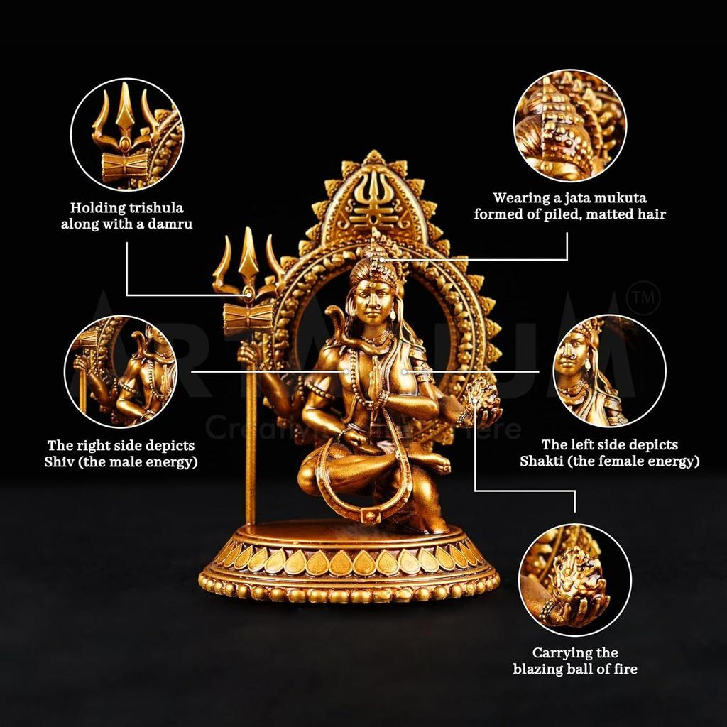 Ardhanarishvara Idol Ardhnarishwar Statue Shiv Parvati Double Avatar Idol for Car Dashboard and Home Decor Showpiece