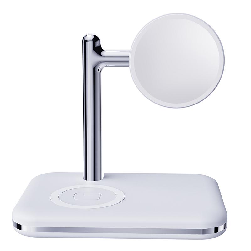 

V8S Бездротова зарядна станція для Samsung Galaxy Buds/Watch ,2-в-1 Магнітна складана бездротова зарядна підставка White