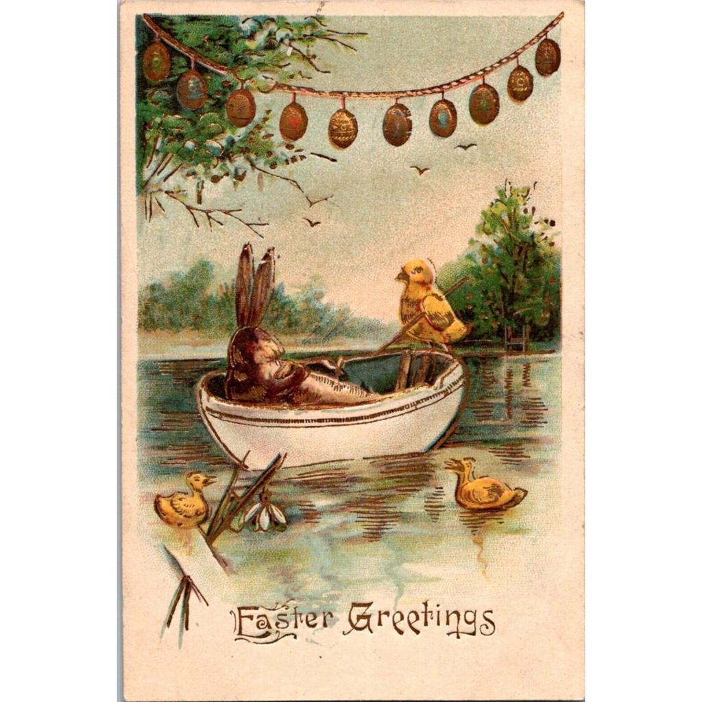 Easter Metal Wall Art Decor Vintage Cartoon Bunny Rabbit Rustic Tin Sign Home