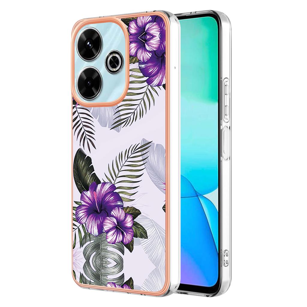 For Xiaomi Redmi 13 4G Case with IMD Marble Flower Pattern TPU Mobile Back Cover