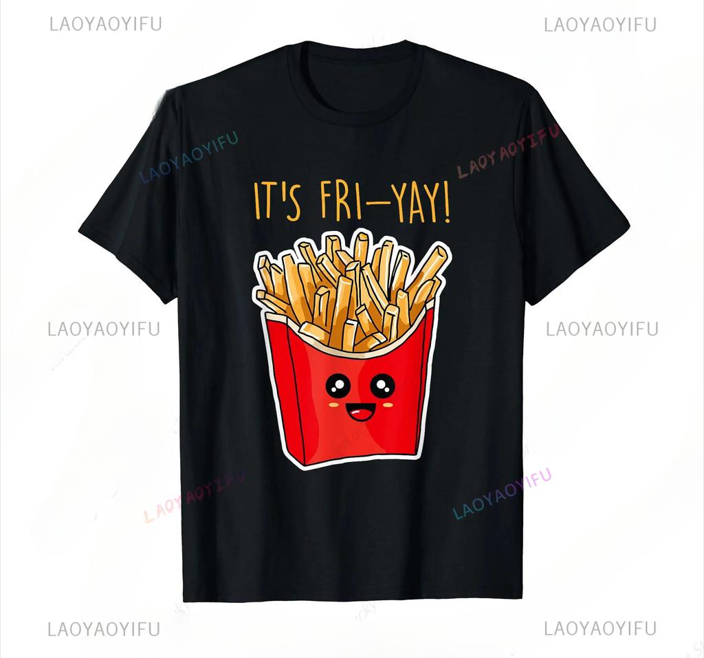 Funny French Fries Design for Men and Women Potato Lovers Tshirt Summer Fashion Womens Clothing Printed Oneck Streetwear