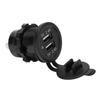 Modified Car Charger Dual USB Port 2.4A 1 In 2 Out Waterproof Design Matte Black with Backlight