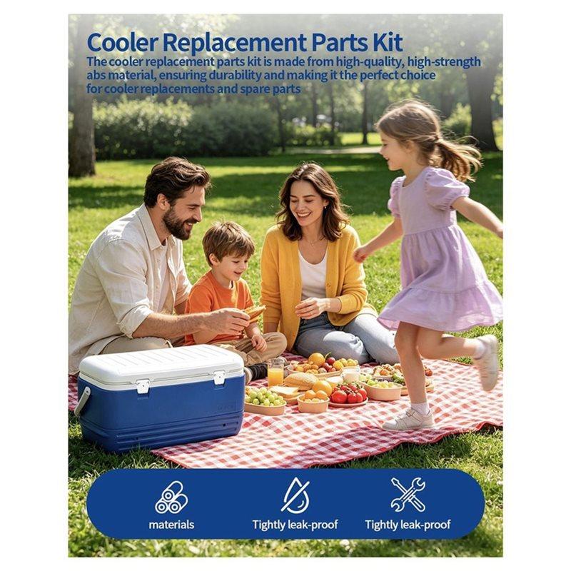 A25F-Ice Chest Replacement Parts Kit For Igloo-Cooler Components Including Plastic Hinges, Latch Posts, Drain Plug