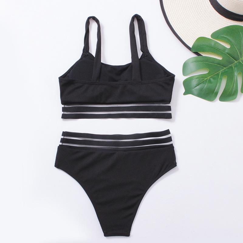 Women's Tank Top Push Up Swimsuit 2 Piece High Waisted Bikini Set for Women Color Block Bikinis Tummy Control Bathing Suit