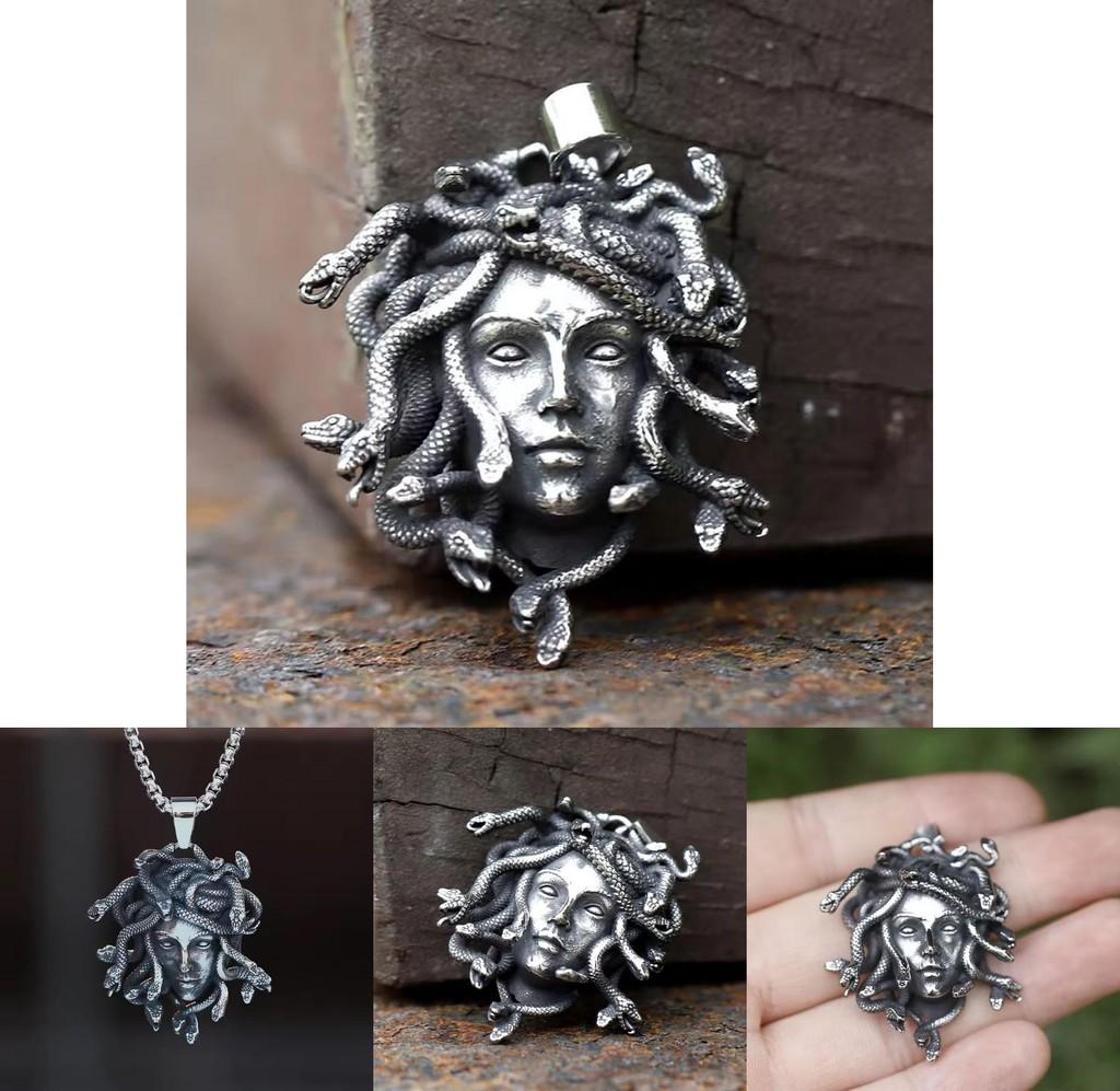 Collana Ciondolo Animale Serpente Medusa Retrò Con Charms in Lega di Zinco Per Stile Gotico