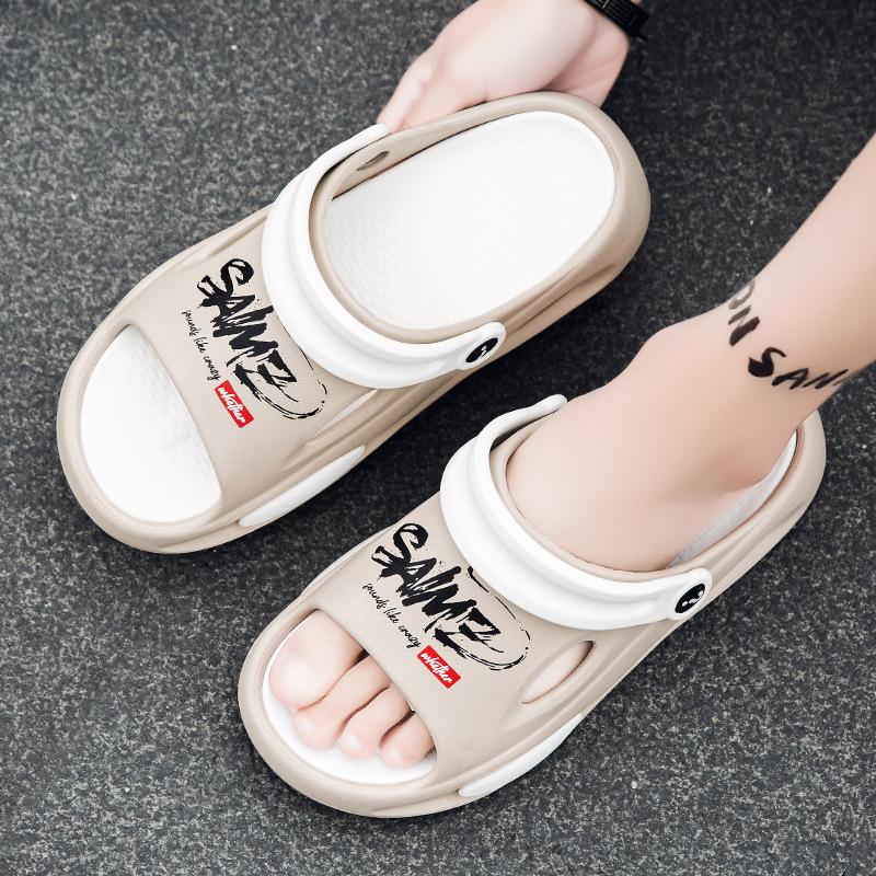 22 new trendy thick-soled household slippers trendy summer wear casual soft bottom home interior quiet and soft 40-41 хаки