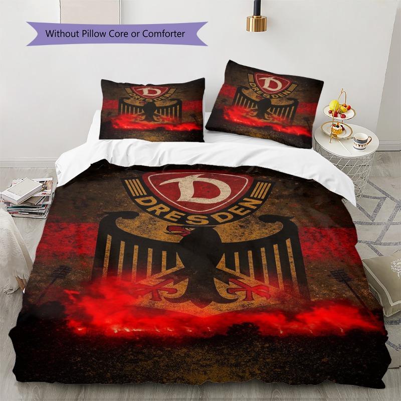 Dresden Adler Retro Fire Distressed Print Bettbezug-Set 3-teilig Fußballfan Bettwäsche-Set Schlafzimmer Heimdeko Bettwäsche Ohne Kissenkern Bettdecke