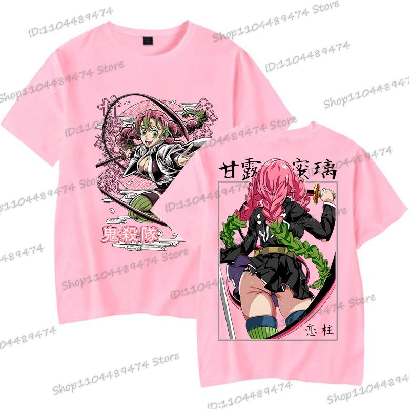 Kimetsu No Yaiba Cartoon T-shirt Aesthetics Vintage Kanroji Mitsuri Fashion Y2K Tops Short Sleeve Japanese Styles Men Women Tee